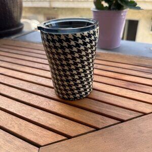 Houndstooth Pattern Insulated Stainless Steel Travel Mug With Lid